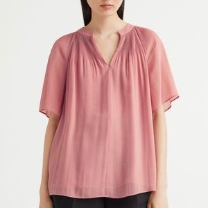 Chiffon Ruffled Pink Blouse Top